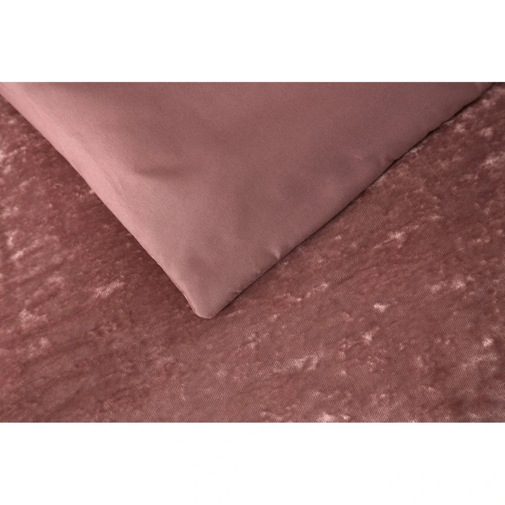 Zera Pink 100% Velvet 5 piece Comforter Set Queen